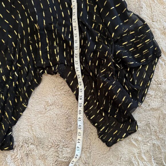 Zadig & Voltaire Black/Gold Crepe Rool Shiny Ruffled Dress Sz S Designer Luxury - Picture 13 of 13